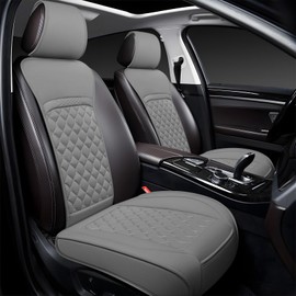 Joy Forserve Front Car Seat Covers for Land Rover,Leather Waterproof Seat Protector Custom Fit Land Rover Defender Discovery Range Rover Evoque Sport Velar,2 Pack,Gray