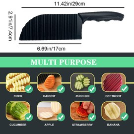 woojfcang Crinkle Cutter, Potato Cutter, Wavy Blade Vegetable Slicer, Stainless Steel Chipper Chopper for French Fries, Veggies, Salad, Carrot & Onions,Crinkle Chip Cutter Cutting Tool