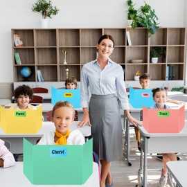 8 Pack Desk Privacy Panel Desk Divider - Pastel Color Testing Dividers for Classroom Supplies- Easy Clean Privacy Shields for Student Testing Desk dividers- Includes Extra Labels