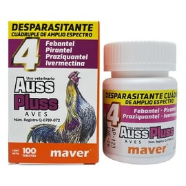Auss Plus 100 Tabs - Desparasitante Amplio Espectro 4 En 1