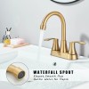 SHOWER-HOME Brushed Gold Bathroom Sink Faucet Waterfall 2-Handle Centerset Vanity