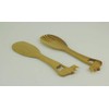 Hand Carved Wood Decorative Rhinoceros Handle Salad Server Set