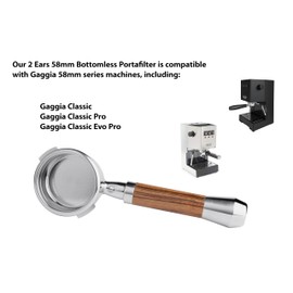 LILQ 58mm 2 Ears Portafilter Compatible with 58mm Gaggia Machines | Stable Handle | 304 Stainless Steel Head | | Espresso Coffee Accessories (WalnutV2Fusion, 58mm For Gaggia)