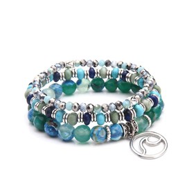 Jardme Tree of Life Bracelet & Beaded Bracelet for Women Natural Stone Chakra Bracelet | Beach Charm Bracelet Set - Birthday Gifts for Women Mom (Sea Blue)