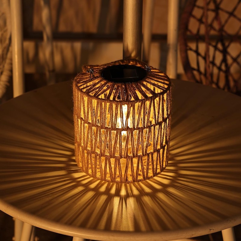 Large Solar Rope Lantern Outdoor Hanging – Handwoven Jute Rope