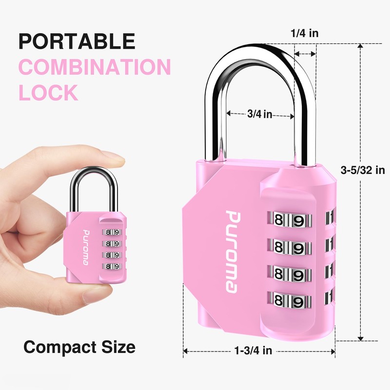 Puroma 2 Pack Combination Lock for Locker 4 Digit Outdoor