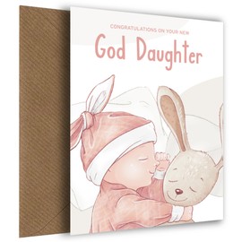 Congratulations New God Daughter Card - Luxury God Parents Cards for New Baby Girl or First Time God Mother & God father, New Baby, God Daughter