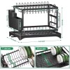 AIDERLY 2 Tier Dish Drainer Rack with Drip Tray Cutlery