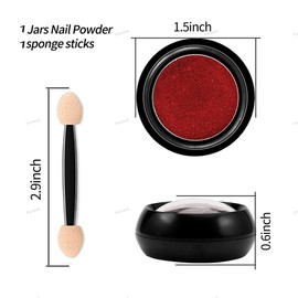 Red Chrome Nail Powder Mirror Effect Aurora Magic Metallic Glitter for Nails Art Design 3D Holographic Red Pigment Dust Decorations