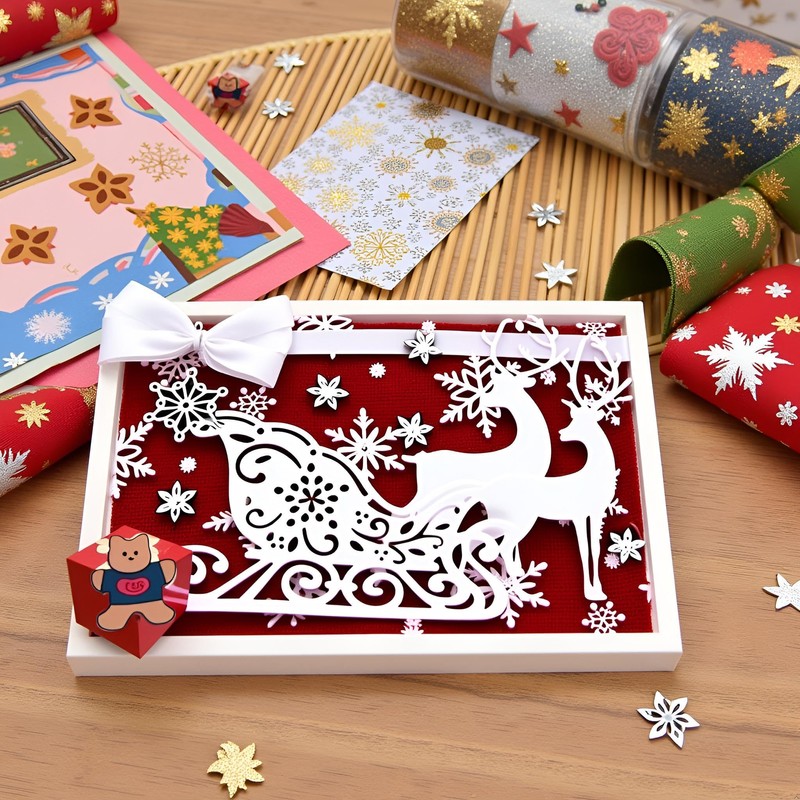 Christmas Deer Cutting Dies for Card Making，Christmas Deer Cutting Dies
