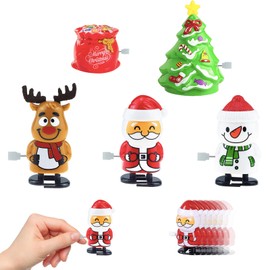 Christmas Cracker Gifts Fillers for Kids,5Pack Christmas Wind Up Racing Toys Xmas Gift Bag Small Toys Shake Head Walking Clockwork Toy Spring Jumping Toys Christmas Stocking Fillers for Kids Party Bag