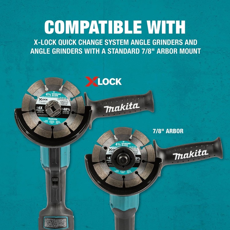 Makita E-07222 X-Lock 4-1/2" Turbo Rim Diamond Blade for Masonry