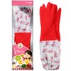Myungjin Fleece-lined, Long Cuff, Reusable Waterproof Household Dishwashing Non-Slip Cleaning