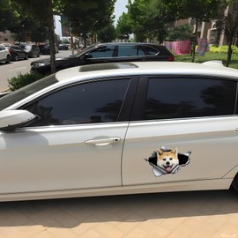 Car Sticker 25 cm (9.8 Inch) Akita Dog Sticker Funny Akita Dog Car Sticker Pet Dog Waterproof Sticker 3D Torn Metal Reflective Sticker Bumper Funny Decor
