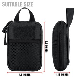IronSeals Tactical Molle EDC Utility Tool Pouch Compact Pocket Organizer Pouch with US Flag Patch Black