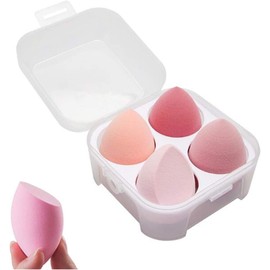 4 Pieces of Dry and Wet Use Makeup Sponge Set Blender Beauty Foundation Blending Sponge for Liquid, Cream, and Powder with Egg Holder Box