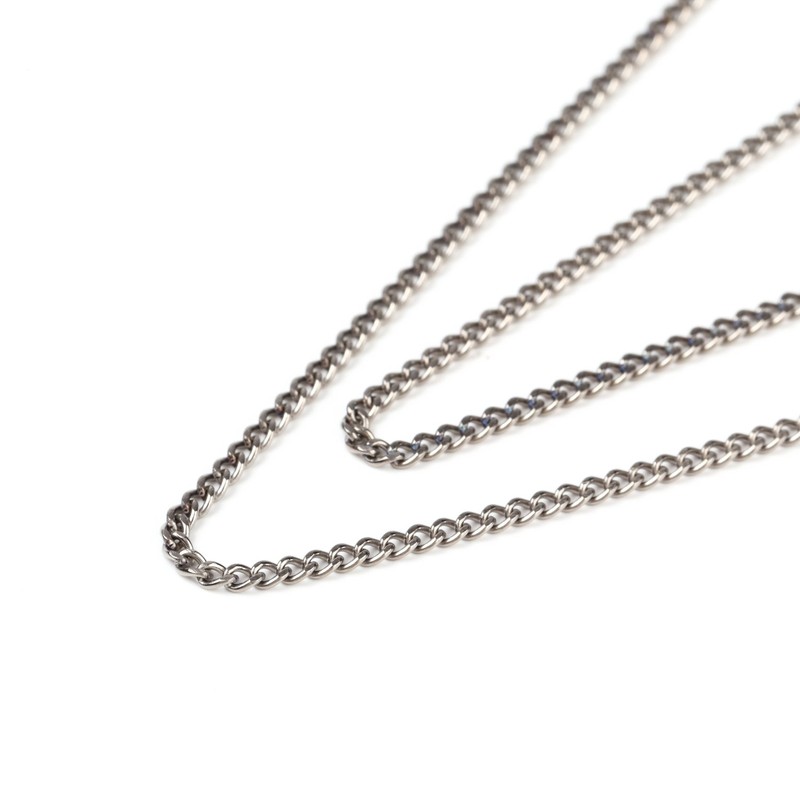3B Pure Titanium 2 Sided Curb Chain Necklace, 0.06 inch