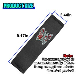 2PCS Bling Car Seat Belt Covers, Polyester Fiber Vehicle Seatbelt Cushion Pad Protector, Butterfly Safe Strap Cover Pad, Comfort Car Seat Belt Shoulder Pads Accessories, Universal Fit (Black/Red)