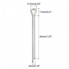sourcing map Split Split Splint 3 mm x 40 mm 316 Stainless Steel Clip Attachment for Automotive Industry Mechanics Silver Pack of 5