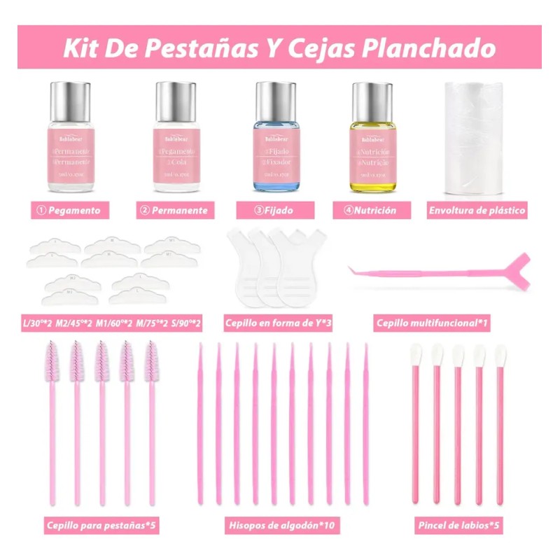 Kit De Pestañas Y Cejas Planchado Diseño Profesional Rizado