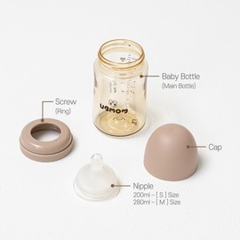 UBMOM PPSU All in One Baby Bottle, PPSU Baby Bottle for Breastfeeding Babies, Anti-Colic Wide-Neck Non-Tip Stable Base, Easy to Clean Natural Baby Bottle 280ml, 9.47oz, Nipple M Level(3~6M) (White)