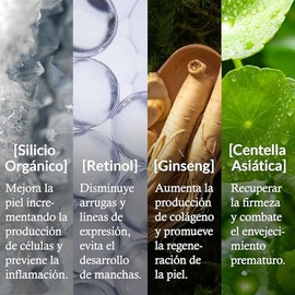 Crema de Noche con Retinol 0.5%, Centella Asiática y Ginseng | Antimanchas, Reafirmante para Arrugas y Líneas de Expresión | Hidratante facial nocturn