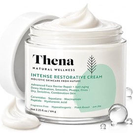 Crema facial orgánica de barrera cutánea para piel seca y sensible con ceramidas, niacinamida, ácido hialurónico, escualano y péptidos antienvejecimie