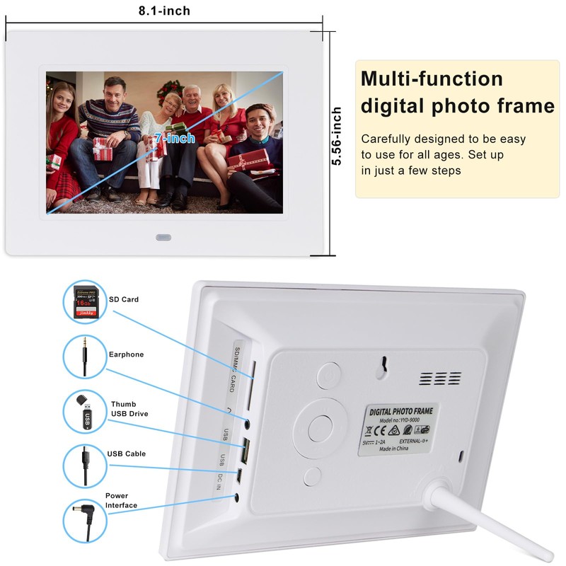7 Inch Digital Picture Photo Frame 1024x768P Music Photo Video