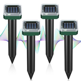 Mole Repellent Solar Powered for Lawns 4 Pack Gopher Repellent Ultrasonic Vole Repeller Chipmunk Deterrent Waterproof Groundhog Repeller Sonic Spikes Snake Get Rid of Moles in Your Yard