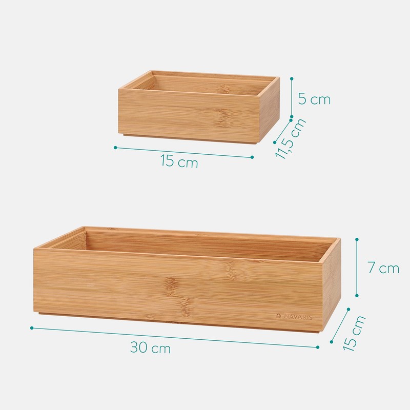 Navaris Bamboo Storage Box Set of 2 - 2 x