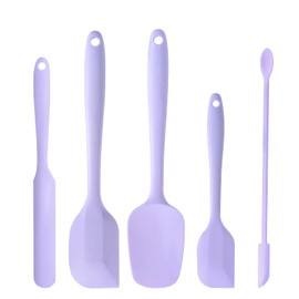 DUFEIMOY 5 Piece Purple Silicone Spatula Set, Heat Resistant Rubber Spatulas Set, Silicone Kitchen Utensils Set Dishwasher Safe for Nonstick Cookware
