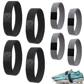 Yicoovey 4 Pairs Football Shoe Laces Holders (2 x 20 cm & 2.5 x 25 cm) - Nylon Reinforced Non-Slip Clips for Football/Rugby/Training Shoes, Sweat-resistant Design in Grey & Black