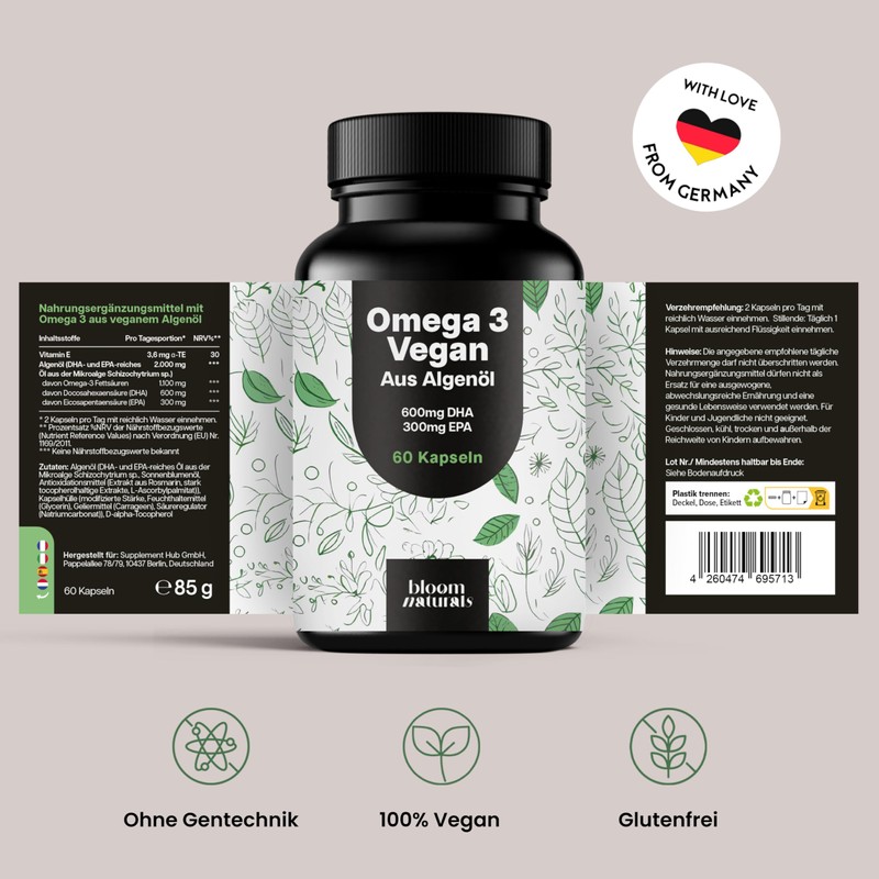 Omega 3 Capsules High Dose Vegan - 60 Capsules -