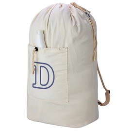 Laundry Bag Backpack Personalized Initial Canvas Laundry Bag, Letter D