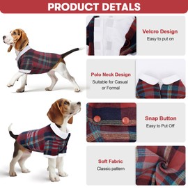 UNIPUP Plaid Dog Shirt for Small Dogs, Summer and Fall Dog Clothes with Touch Fastener, Dog Clothes for Small to Medium Dogs Double-Layer Design, Stylish and Comfortable Dog Clothing