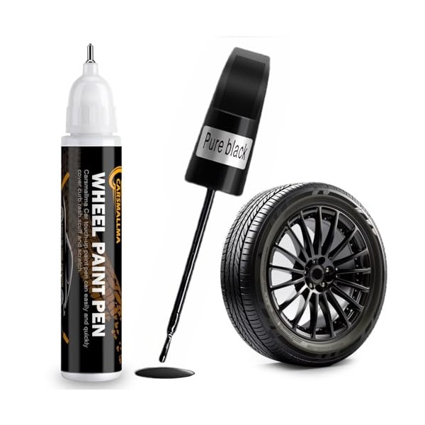 carsmallma Gloss Black Rim Touch Up Paint, Wheel Touch Up