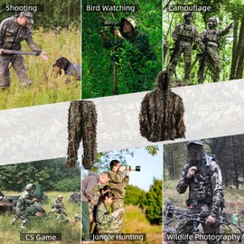 Zicac Children 3D Leaves Ghillie Camouflage Clothing Tops Pants Jacket Hunting Paintball Airsoft for Kids