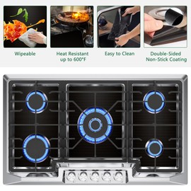 Auoiian 3Pcs Stove Guard for Gas Stoves, 0.3mm Stove Top Covers for Gas Burners, Easy-Clean Reusable Stove Surface Shields-Heat-Resistant Gas Range Protectors, Burner Covers for Gas Stovetop