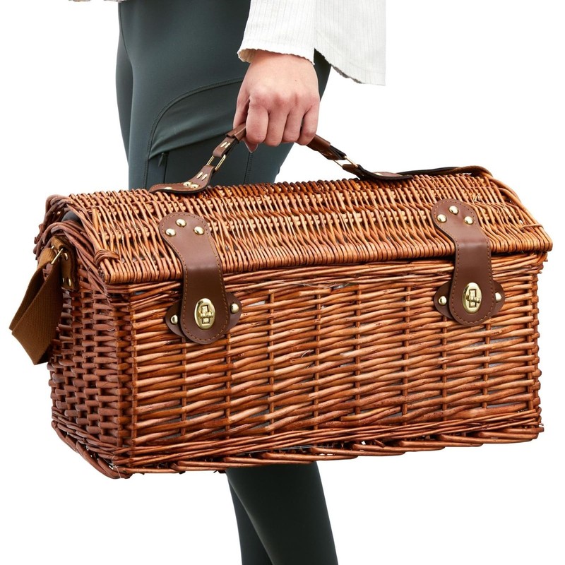 Juvale Picnic Basket for 4 People - 18.1 x 12.2