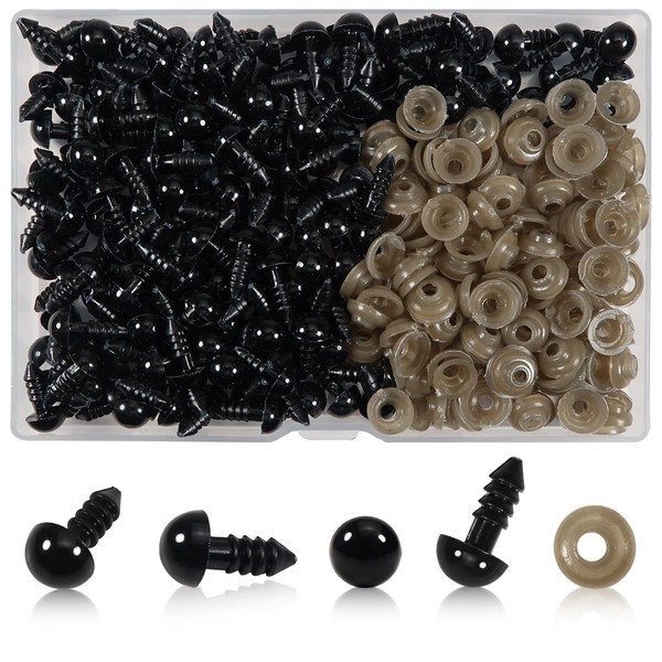 TOAOB 150 Pieces Plastic Safety Eyes Black Craft Eyes Small