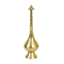Spillbox Brass Sprinkler Bottle for Holy Water, Gangajal and Perfume Gulab Pash Rose Brass Water Paneer Sombu –(Small, 8 Inch)