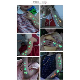 10Sheets Christmas Tattoos for Kids Temporary Glow in the Dark Tattoos Luminous Fake Temp Stickers Santa Claus Stuffers Gifts Party Decorations Favors Supplies Birthday Party