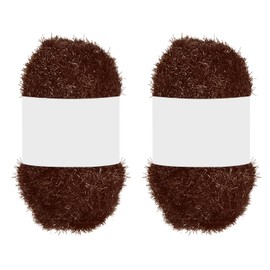 PATIKIL 2 Skeins 109 Yards Scrubbie Yarn, Sparkle Yarn Polyester Scrubbie Sparkle Glass for Dishcloths Crocheting Knitting Blanket Rug Sweater Scarf Hat, Brown