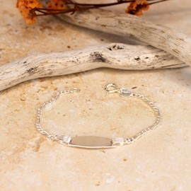 Tuscany Silver Women's Sterling Silver Baby Figaro 3+1 ID Bracelet of 12.7cm/5"