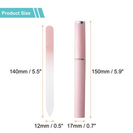 sourcing map 5pcs Glass Nail File Kit 280 Grit Double Sided Professional Manicure Crystal Fingernail Files with Case for Natural Nail Art Shine Polishing Buffer, 5 Colors