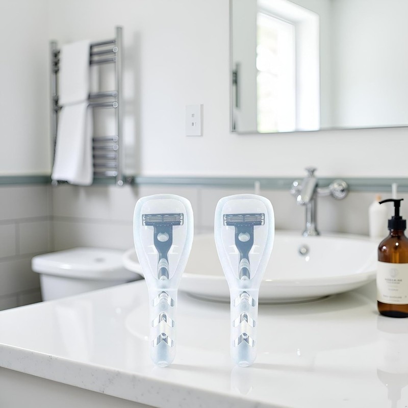 2Pcs Clear Travel Razor Case, Hard Plastic Shaver Cover with