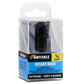 Kutzall Extreme Ball Nose Burr, 1⁄4" Shaft, Very Coarse - Wood Carving Bit for Bosch, DeWalt, Milwaukee. Abrasive Tungsten Carbide, 3⁄8" (9.5mm) Dia. X 1-1⁄2" (38.1mm) Length BNX-12X112C