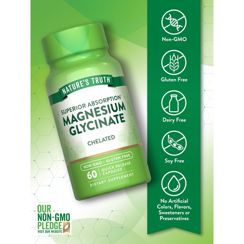 Nature's Truth Magnesium Glycinate Capsules | 200mg | 60 Count