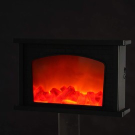 HEITIGN Corded Electric Fireplace Lantern, Flameless LED Fireplace Light, Black, Retro Style, Included Logs, Flame Effect, Vent , Decorative, Indoor, 8.27x3.35x12.99 inches