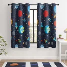 BOHOMOCASA Kids Space Themed Blackout Curtains - 2 Panels, Each W42×L72, 100% Blackout, Perfect for Bedroom and Nursery, Energy Saving with Vibrant Cosmos Patterns